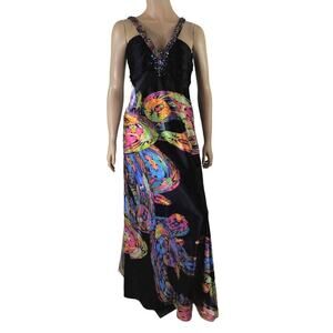 Hailey Logan By Adrianna Papell Abstract Multicolor Maxi Dress Size 3/4 Formal